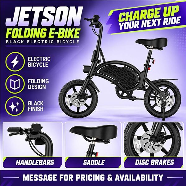Jetson E-Bike Folding Electric Bicycle Black !MISSING SEAT & CHARGER!