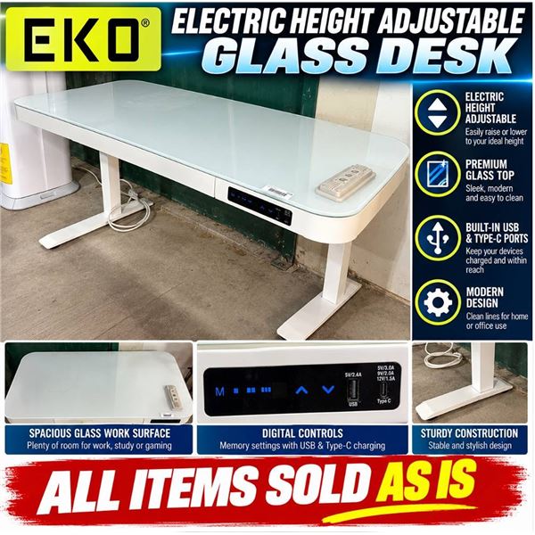 EKO Electric Height Adjustable Glass Desk