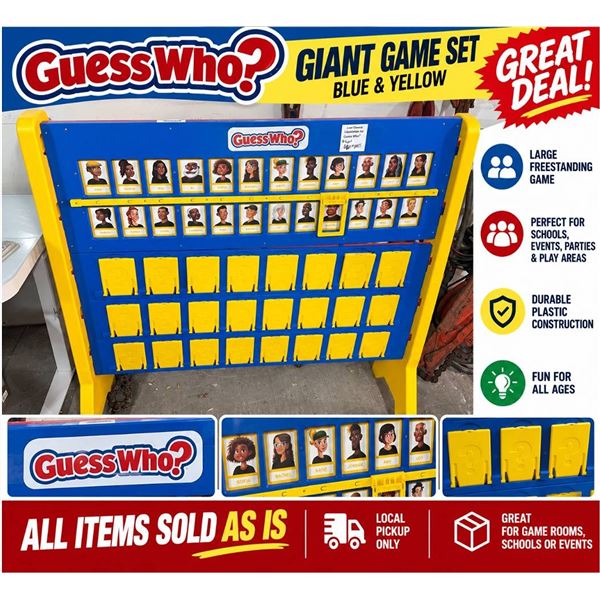Giant Guess Who Game Set Blue Yellow