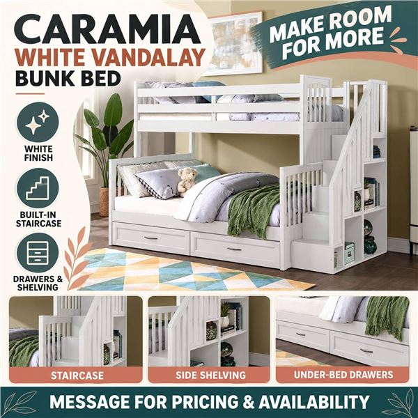Caramia White Vandalay Bunk Bed !Missing Hardware!