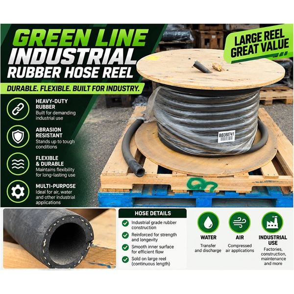 Green Line Industrial Rubber Hose Reel
