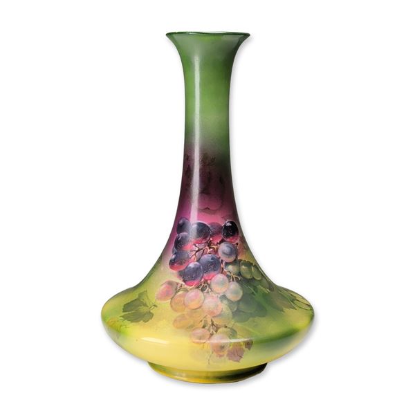 Royal Bayreuth Bavaria Purple Grapes Porcelain Trumpet Vase