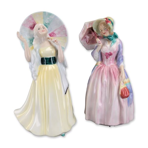 Two Royal Doulton Bone China Figurines, Jane HN2806 and Miss Demure HN1402