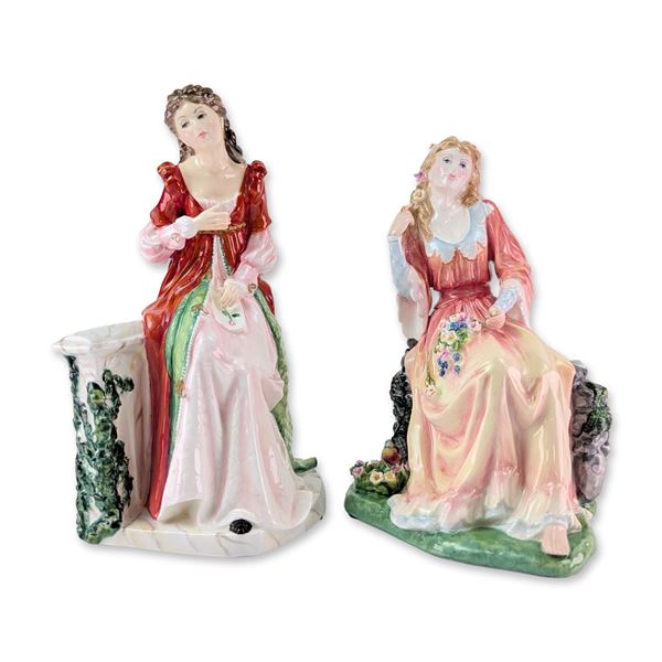 2pc Royal Doulton Shakespeare Ladies Bone China Figurines
