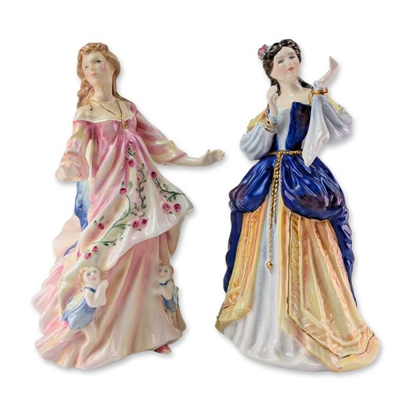 2pc Royal Doulton Shakespeare Ladies Porcelain Figurines