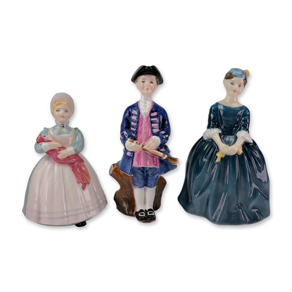 3pc Royal Doulton Polychrome Porcelain Figurines