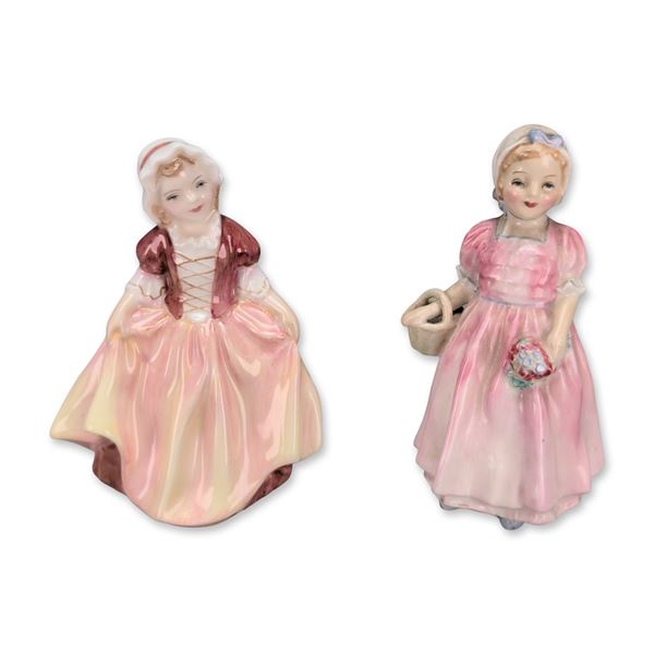 Pair of Royal Doulton Porcelain Girl Figurines