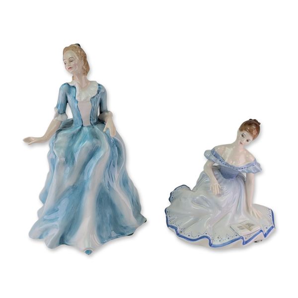 2pc Royal Doulton Porcelain Yvonne and Marjorie Figurines