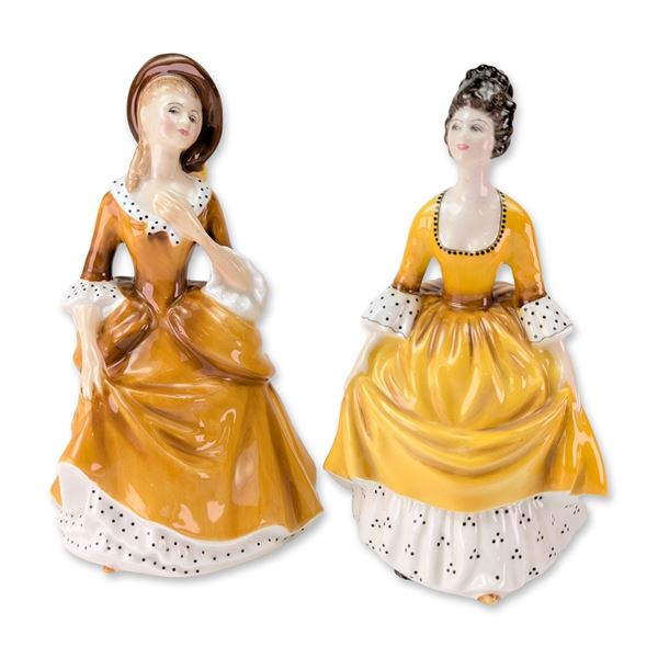 2pc Royal Doulton Sandra and Coralie Porcelain Figurines