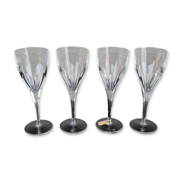 Set of 4 Royal Doulton Fame Pattern Crystal Wine Goblets