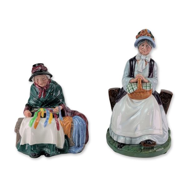 2pc Royal Doulton Porcelain Figurines Silks and Ribbons and Rest Awhile