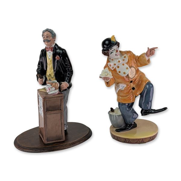 2pc Royal Doulton Porcelain Figurines The Auctioneer and The Clown