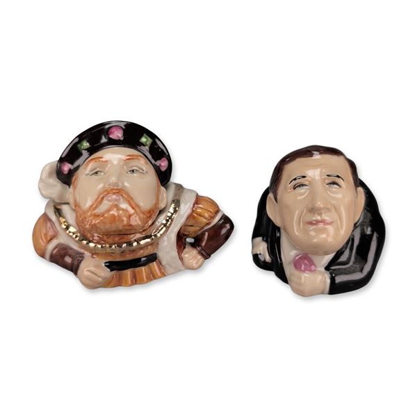 Pair of Kevin Francis Porcelain Face Pots Henry VIII and Prince Charles