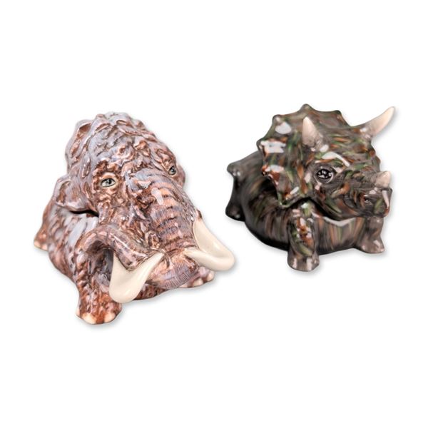 Pair of Kevin Francis Porcelain Face Pots Prehistoric Figurines