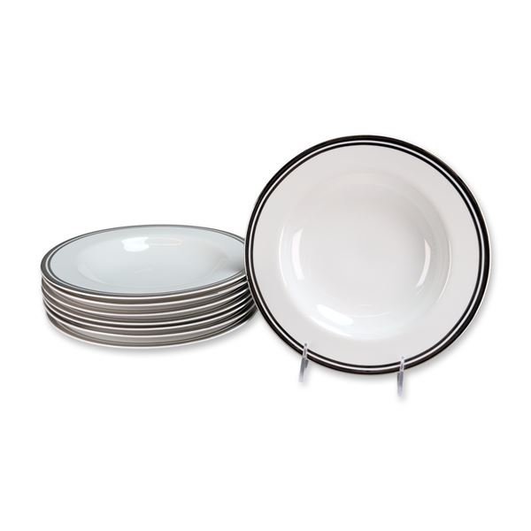 Royal Doulton Pure Platinum Porcelain Rimmed Soup Bowls