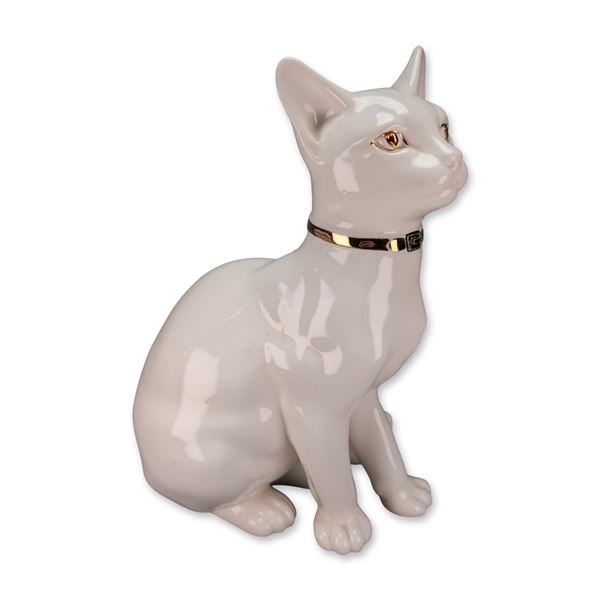 Lladro Spanish Porcelain Sitting Cat Figurine