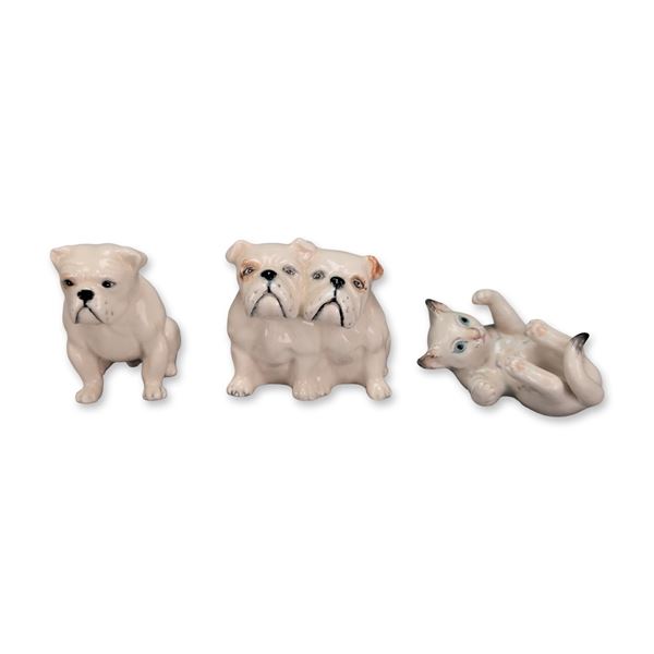 Beswick England Porcelain Bulldog and Kitten Figurines