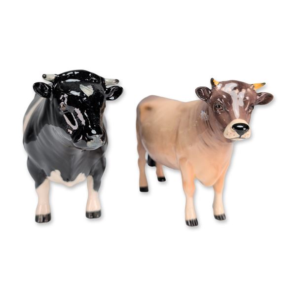 Pair of Beswick Porcelain Champion Cattle Figurines