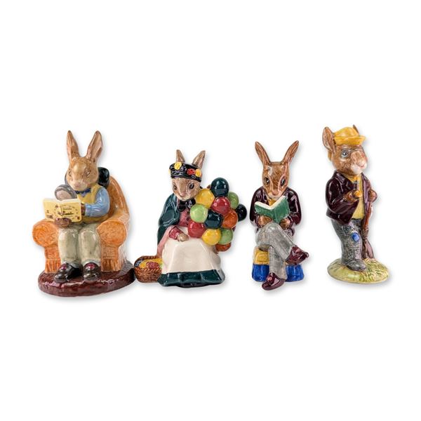 4pc Royal Doulton Bunnykins Glazed Porcelain Figurines