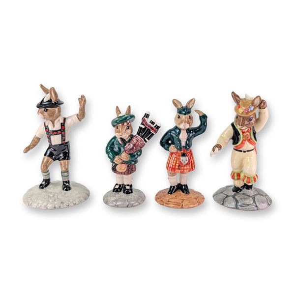 4pc Royal Doulton Bunnykins Porcelain International Figurines