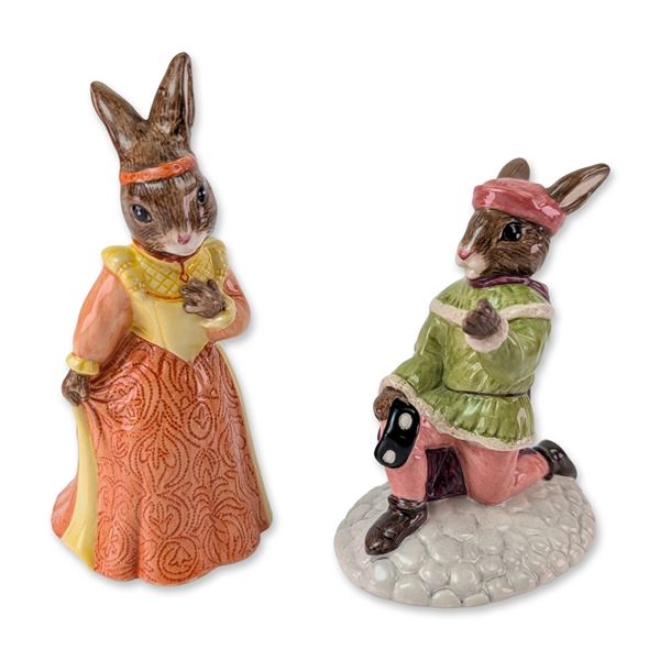 2pc Royal Doulton Romeo and Juliet Bunnykins Porcelain Figurines