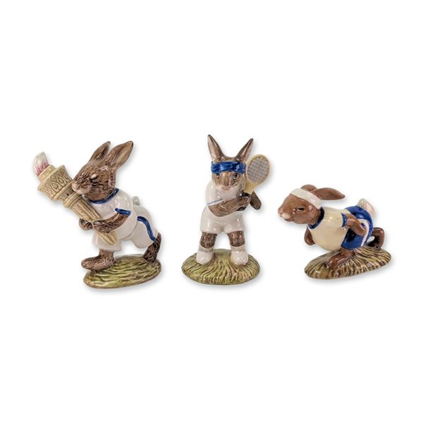 3pc Royal Doulton Bunnykins Porcelain Athletic Figurines