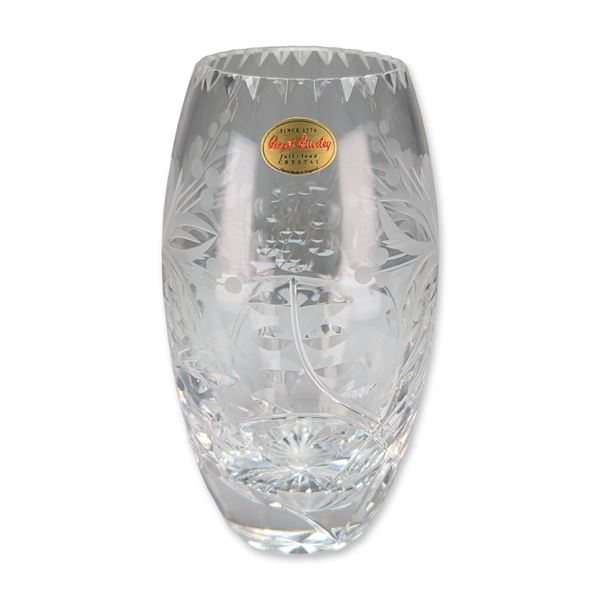 Royal Brierley Full Lead Crystal Floral Engraved Vase