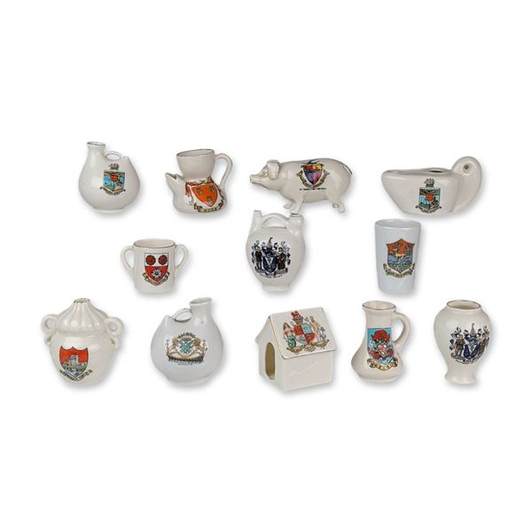 13pc The Foley China Group of Crested Porcelain Souvenir Figurines