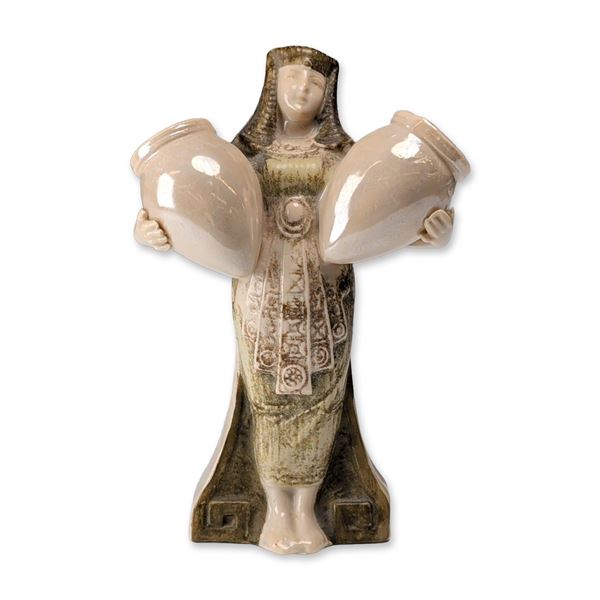 Art Deco Style Egyptian Revival Ceramic Bud Vase Figurine