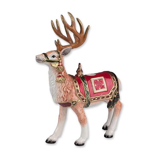 Fitz and Floyd Holiday Tidings Porcelain Reindeer Candleholder