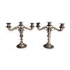Image 1 : 2pc Rococo Revival Style Silver-Toned Three Light Candelabra