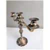 Image 3 : 2pc Rococo Revival Style Silver-Toned Three Light Candelabra