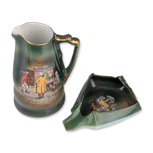 2pc Royal Bayreuth Bavaria Porcelain Pitcher and Dish Set
