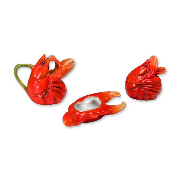 Royal Bayreuth Bavaria Figural Lobster Porcelain Condiment Set