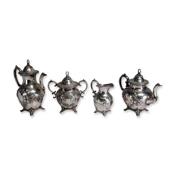 4pc Victorian Style Silver-Toned Tea and Coffee Service