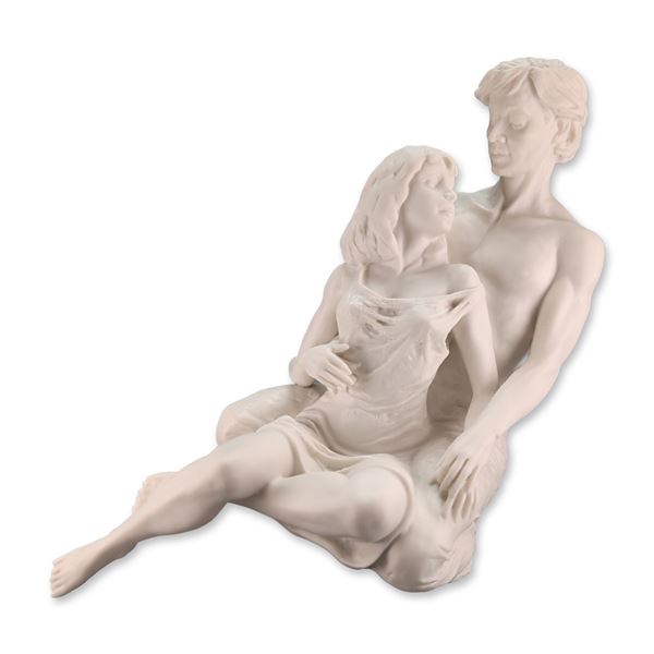Michele Lucchesi Signed Bisque Porcelain Romantic Couple Figurine
