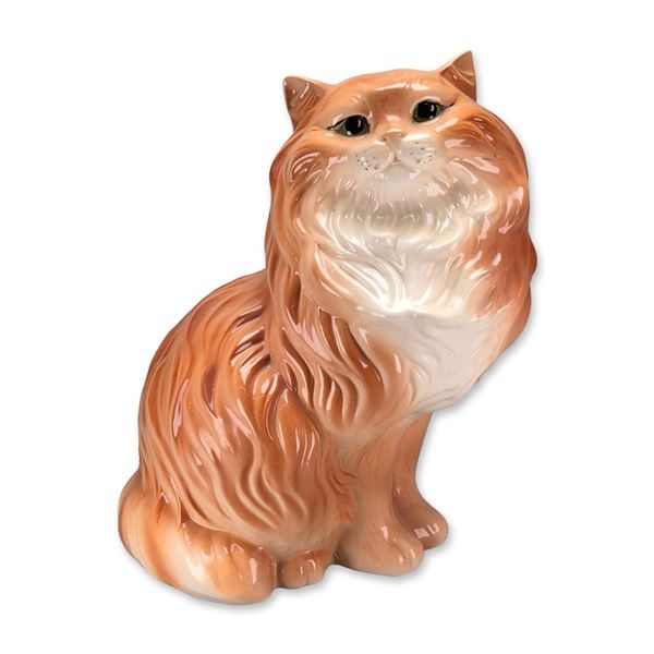 Ceramic Long-Haired Ginger Persian Cat Figurine