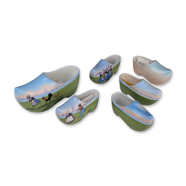 6pc Miniature Dutch Clog Ceramic Figurines