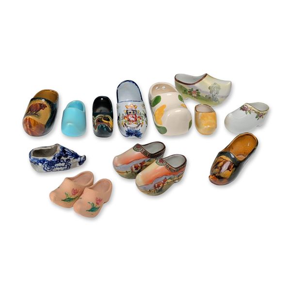 Collection of Dutch Ceramic and Terracotta Clog Figurines