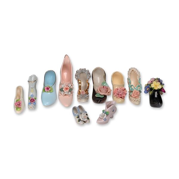 Collection of European and Asian Porcelain Shoe Figurines