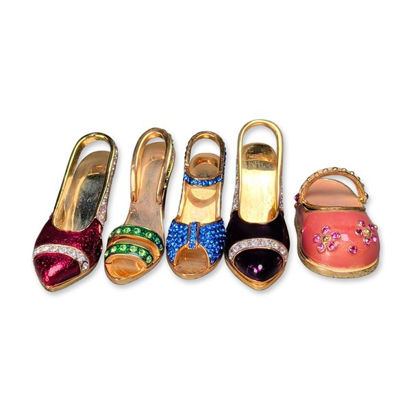 Set of Castlecliff Jeweled Enamel Shoe Figurines