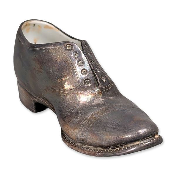 Sterling Silver Overlay Porcelain Shoe Figurine