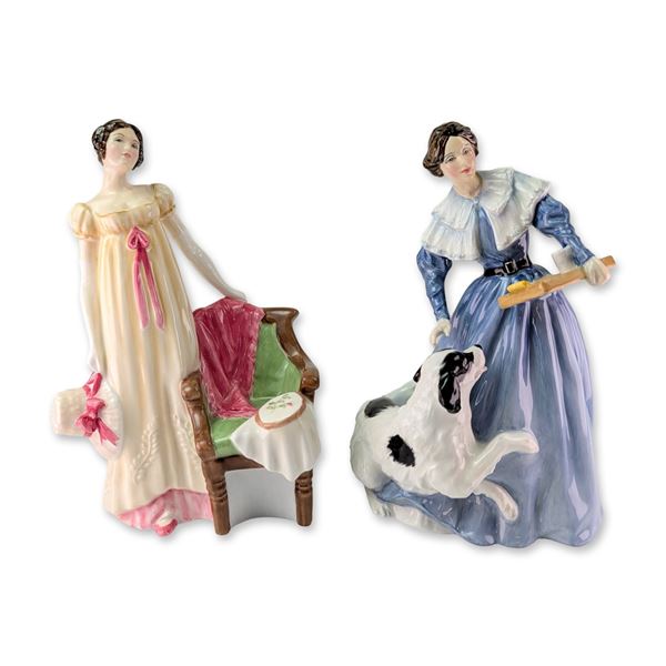 2pc Royal Doulton Jane Eyre and Emma Porcelain Figurines