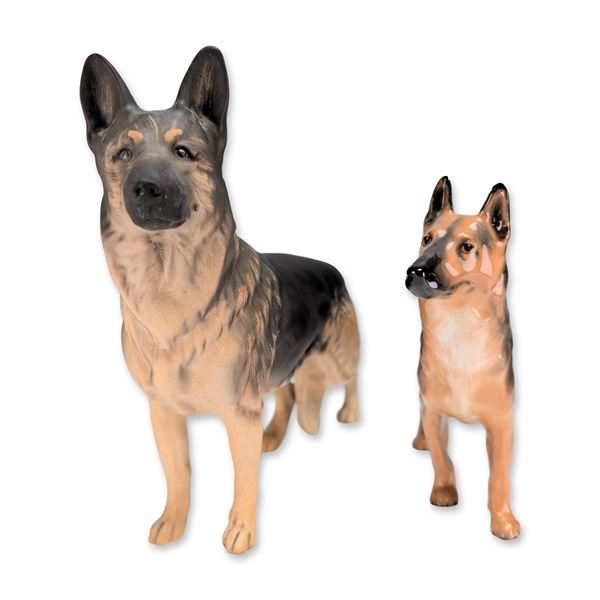 2pc Royal Doulton Porcelain German Shepherd Figurines