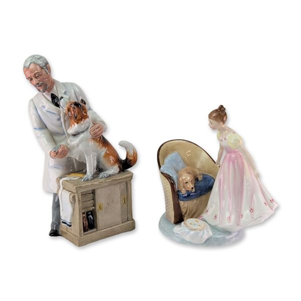 2pc Royal Doulton Porcelain Thanks Doc and Beat You To It Figurines