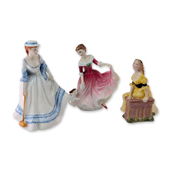 3pc Royal Doulton Hand Painted Porcelain Figurines