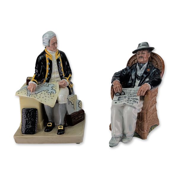2pc Royal Doulton Porcelain Figurines Captain Cook and Taking Things Easy