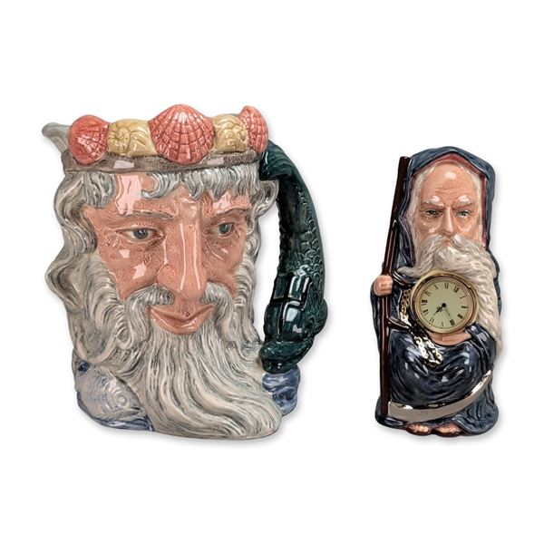 Two Royal Doulton Ceramic Character Figurines Neptune and Old Father Time