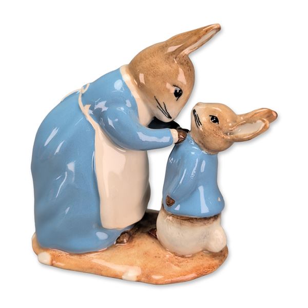 Beswick Ware Beatrix Potter Mrs. Rabbit and Peter Limited Edition Porcelain Figurine