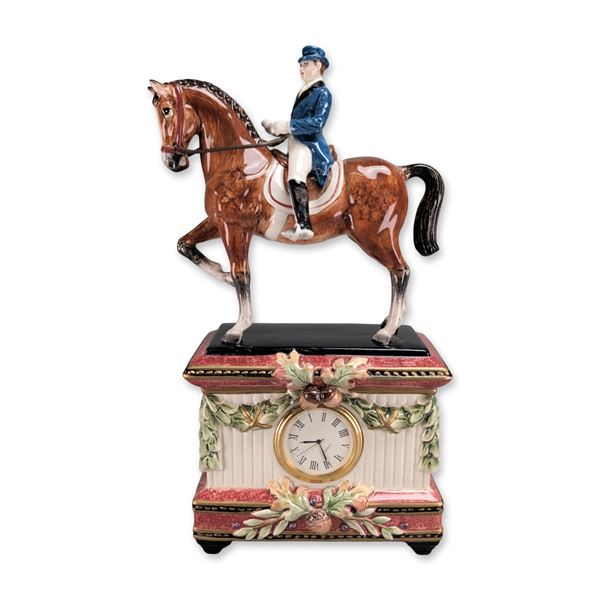 Fitz and Floyd Classics Equestrian Horse and Rider Mantel Clock